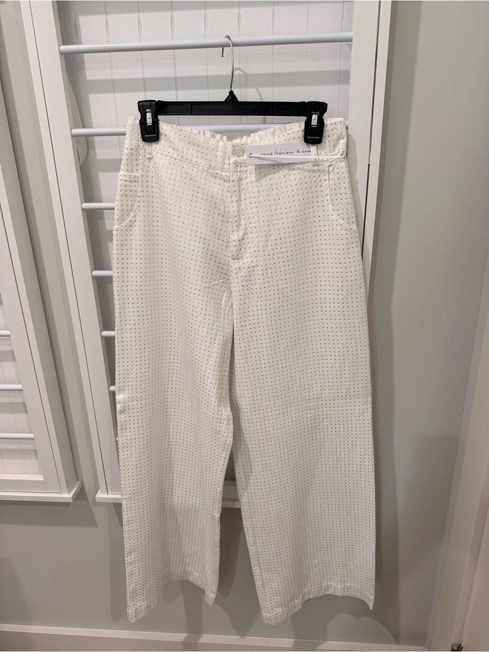 Young Fabulous & Broke YFB White Sequined Ryker Pants Sz Med NWT